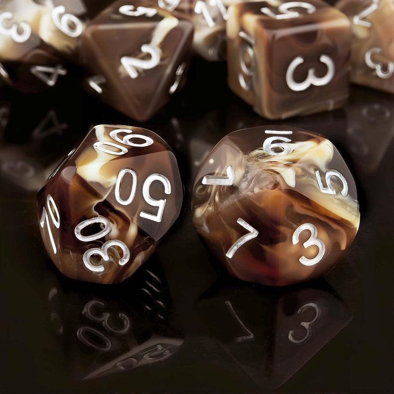 Haxtec Bronze DND Dice Set 7PCS Filled Resin Polyhedral D&D Dice for Roleplaying Games Dungeons and Dragons Gift - Image 5